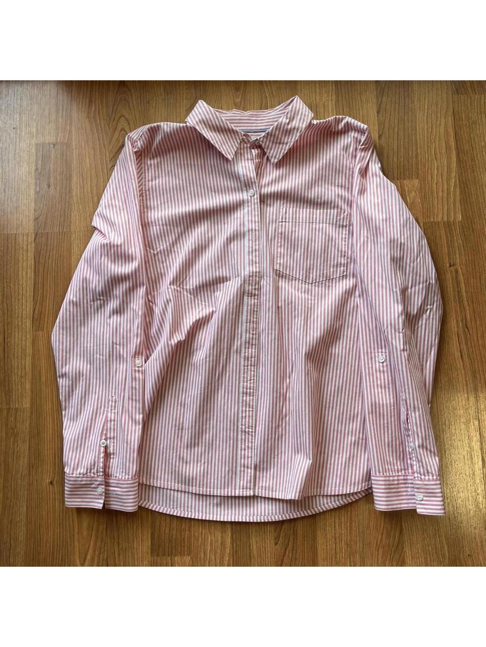 Pink candy striped button down | size L